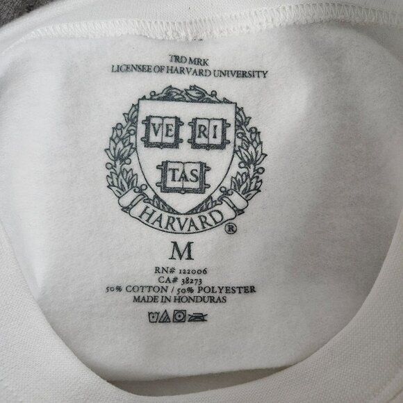 Harvard University White Crewneck Sweatshirt Mens M Cotton Blend Unisex Preowned - Picture 4 of 9